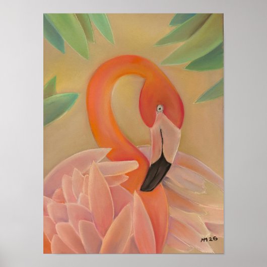 Pink Flamingo Art Print | Tropical Wall Decor ポスター (正面)