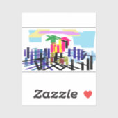 Pink flamingo beach シール (シート)