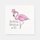 Pink Flamingo Crown Flocking Fabulous at Thirty スタンダードカクテルナプキン (正面)