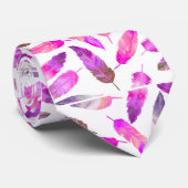 Pink Flamingo Feathers Neck Tie ネクタイ (ロール)