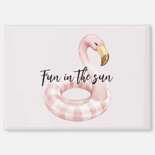 Pink Flamingo Float Fun in the Sun マグネット (正面)