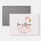 Pink Flamingo Float Fun in the Sun マグネット (正面/裏面)