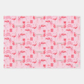 Pink Flamingo Florida Christmas Retro Pastel Pink  ラッピングペーパーシート (正面)