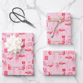 Pink Flamingo Florida Christmas Retro Pastel Pink  ラッピングペーパーシート