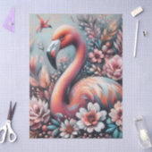 Pink Flamingo & Flowers Chalk Pastel Decoupage  薄葉紙 (クラフト)