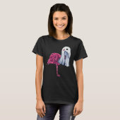 Pink Flamingo Ghost   Cute Halloween Costume Women Tシャツ (正面フル)
