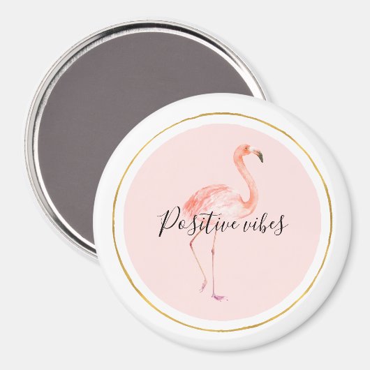 Pink flamingo gold and frame personalized マグネット (正面/裏面)
