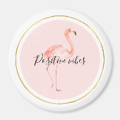 Pink flamingo gold and frame personalized マグネット (正面)