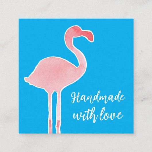 Pink Flamingo Handmade With Love Shop スクエア名刺 (正面)