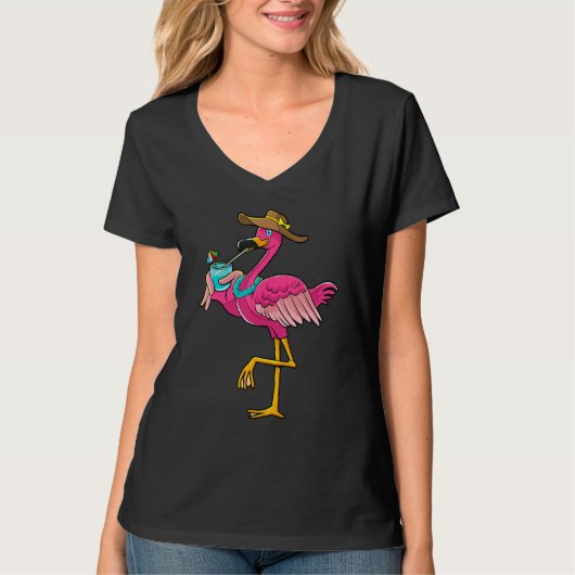 Pink Flamingo Hawaiian Summer Tropical Luau Women  Tシャツ (正面)