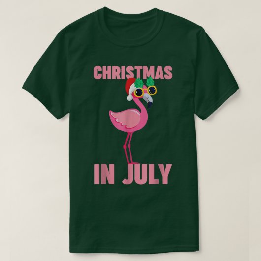 Pink Flamingo In Santa Hat Christmas In July 816  Tシャツ (デザイン正面)
