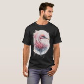 Pink Flamingo Japanese Cherry Blossom Sakura Tシャツ (正面フル)