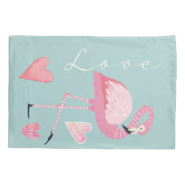 Pink Flamingo Love Pillowcase 枕カバー