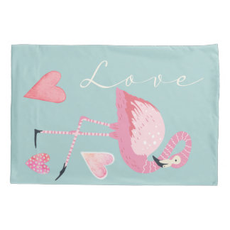 Pink Flamingo Love Pillowcase 枕カバー