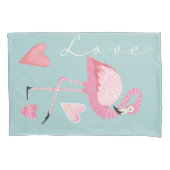 Pink Flamingo Love Pillowcase 枕カバー (正面)