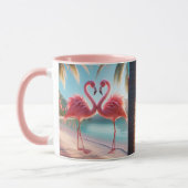 Pink Flamingo Love Tropical Beach Sun マグカップ (左)