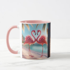 Pink Flamingo Love Tropical Beach Sun マグカップ