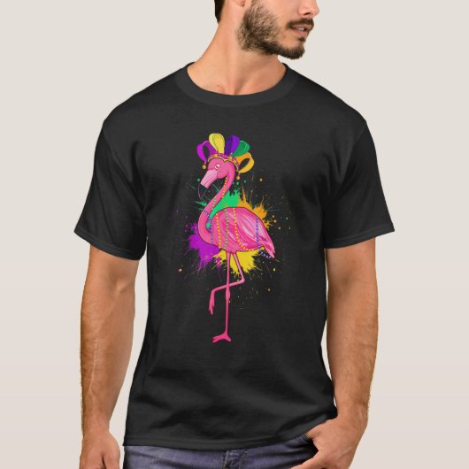 Pink Flamingo Mardi Gras Cute Animals Carnivals Fe Tシャツ (正面)
