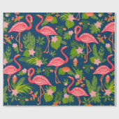 Pink flamingo ornament on a striped turquoise back ラッピングペーパー (フラット)