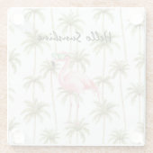 Pink Flamingo Palm Trees ガラスコースター (裏面)