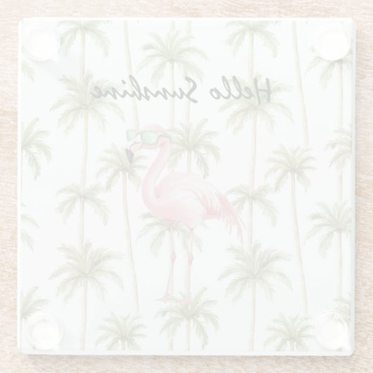 Pink Flamingo Palm Trees ガラスコースター (裏面)