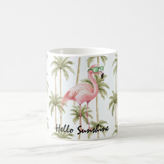 Pink Flamingo Palm Trees コーヒーマグカップ (中央)