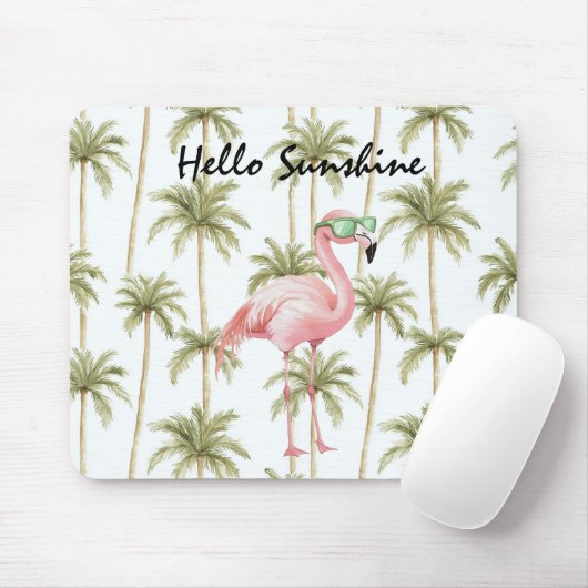Pink Flamingo Palm Trees マウスパッド (マウス)