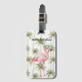 Pink Flamingo Palm Trees ラゲッジタグ (正面縦)