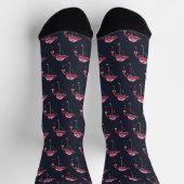 Pink Flamingo Pattern Wine Drinker Funny Novelty ソックス (上部)