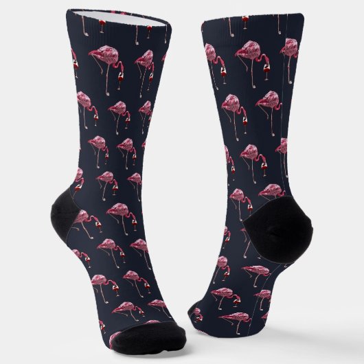 Pink Flamingo Pattern Wine Drinker Funny Novelty ソックス (傾斜あり)