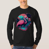 Pink Flamingo Retro Synthwave Pineapple Tropical S Tシャツ (正面)