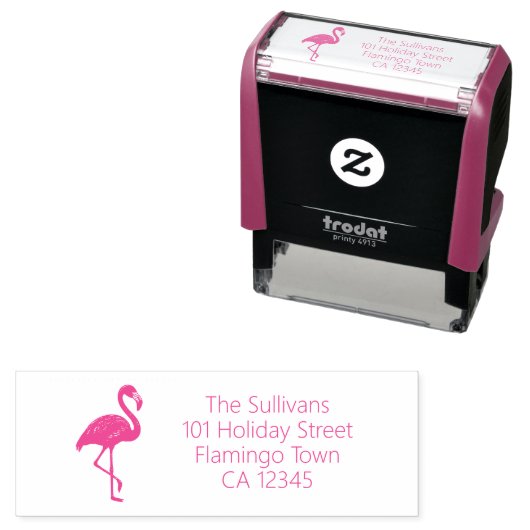 Pink Flamingo Return Address セルフインキングスタンプ (インサイチュ)