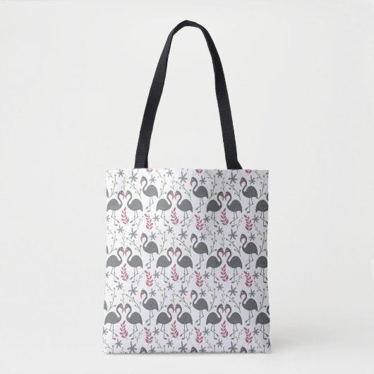 Pink flamingo seamless pattern flowers, leaves トートバッグ (正面)