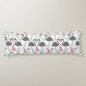 Pink flamingo seamless pattern flowers, leaves ボディピロー (裏面)