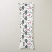 Pink flamingo seamless pattern flowers, leaves ボディピロー (正面縦)