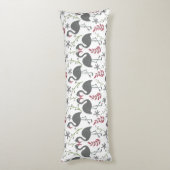 Pink flamingo seamless pattern flowers, leaves ボディピロー (裏面 (縦))