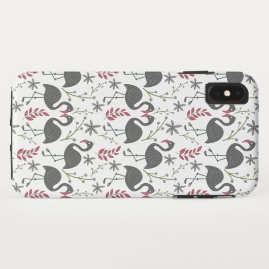 Pink flamingo seamless pattern flowers, leaves Case-Mate iPhoneケース (裏面(横))