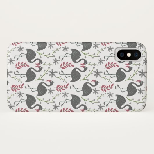 Pink flamingo seamless pattern flowers, leaves Case-Mate iPhoneケース (裏面(横))