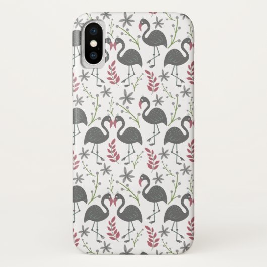 Pink flamingo seamless pattern flowers, leaves Case-Mate iPhoneケース (裏面)