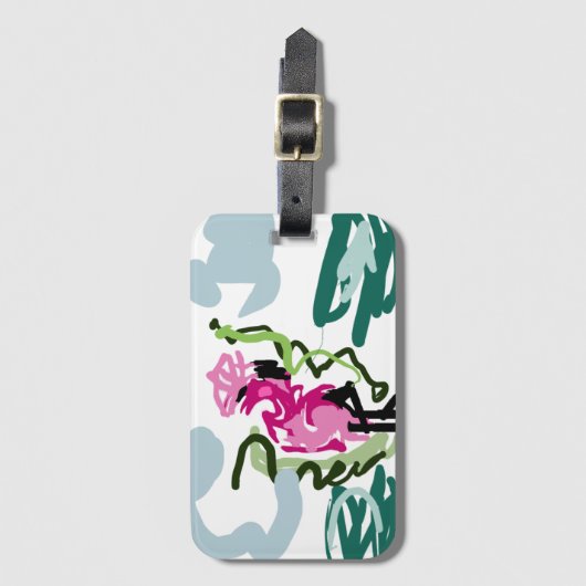 Pink flamingo set ラゲッジタグ (正面縦)