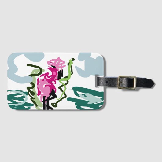 Pink flamingo set ラゲッジタグ (正面横)