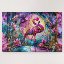 Pink Flamingo Stained Glass Mosaic ジグソーパズル