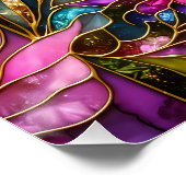 Pink Flamingo Stained Glass Mosaic ポスター (コーナー)