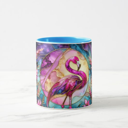 Pink Flamingo Stained Glass Mosaic マグカップ (中央)