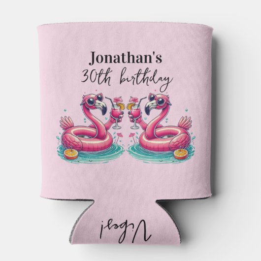 Pink Flamingo Summer Birthday Party 缶クーラー (裏面)