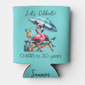 Pink Flamingo Summer Birthday Party 缶クーラー (正面)