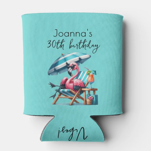 Pink Flamingo Summer Birthday Party 缶クーラー (裏面)