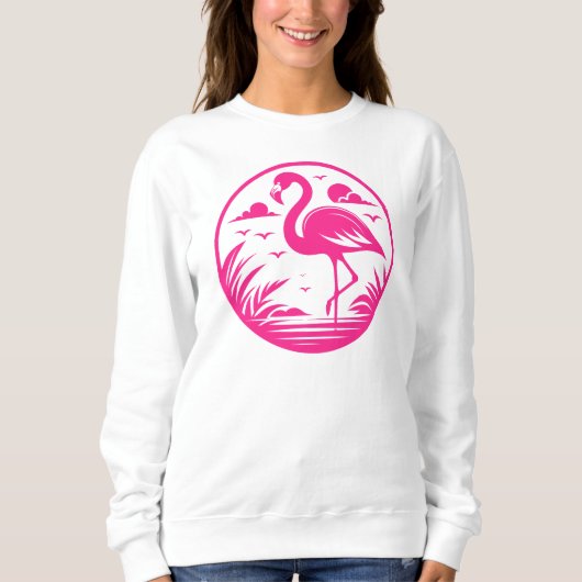 Pink Flamingo Summer Circle Design-68730 スウェットシャツ (正面)