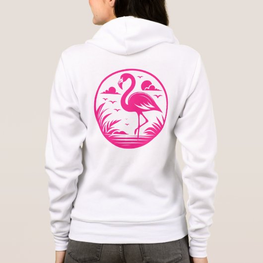 Pink Flamingo Summer Circle Design-68730 パーカ (裏面)