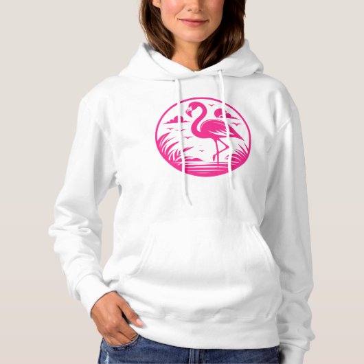 Pink Flamingo Summer Circle Design-68730 パーカ (正面)